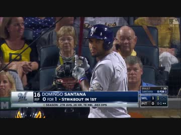 【MLB】凡フライにしか見えないドミンゴ・サンタナの変態HR集（16～17年）