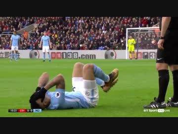 ジェズス涙の負傷交代 ≪17-18EPL：第21節≫ クリスタル・パレス vs マンチェスター・シティ