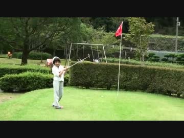 【初体験♬】パターゴルフなのに空振りをするあい❤下北山スポーツ公園（わんぱくランド　児童公園）：キャンプ2日目　お出かけ