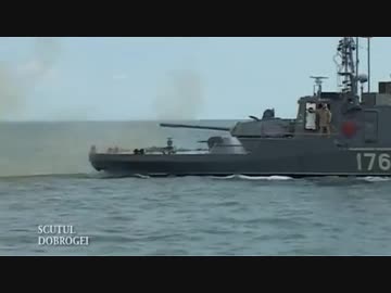 100mm砲と多連装ロケット砲を搭載したルーマニア海軍の河川モニター艦