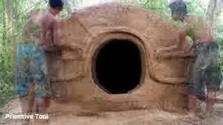 ホモと学ぶ泥小屋.Build primitive mud house