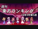週刊東方ランキング　18年3月第5週
