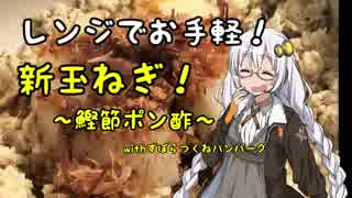 紲星あかりの夕食・レンジでお手軽！「新玉ねぎ！～鰹節ポン酢～withずぼらつくねハンバーグ」