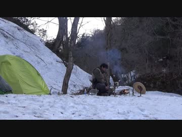 【つりキャン④】春の雪山でソロキャンプ＆渓流釣りしてきた！ -初めての焚き火台編-