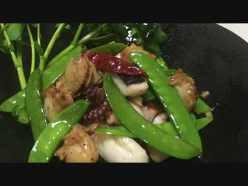 スピードおつまみ！帆立とタコ・さやえんどうのペペロン風【簡単ボッチめし】