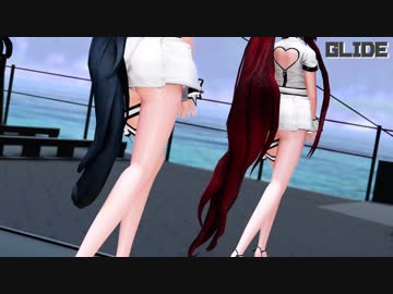 【MMD艦これ】ロリっ娘大和と矢矧でGLIDE　ナースコスプレローアングルVer　歌詞つき