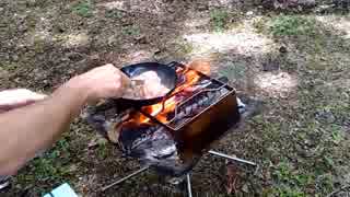 【野外飯】焚火でステーキ