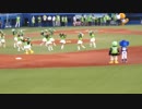 20180722神宮球場対中日戦パッションとつばみのダンスを見守るつば九郎とドアラ