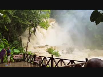 ラオス韓国製ダム崩壊の日「クアンシーの滝」の異変…荒れ狂う滝