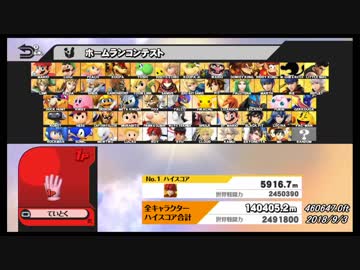 【スマブラWiiU ホムコン】 58キャラ+協力 世界記録まとめ 140405.2m 【ホームランコンテスト】