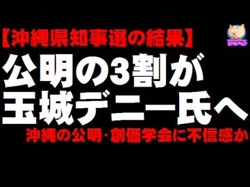 【沖縄県知事選の結果】公明支持層の3割が玉城デニーさんへ投票 - 沖縄の公明・創価学会に不信感か
