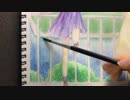蛍が飛んだ【水彩色鉛筆】