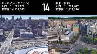 Google Earthでアメリカと日本の都市を見てみよう・改（＋都市圏TOP100）