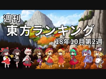 週刊東方ランキング　18年10月第2週