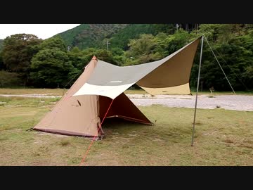 自作タープアダプターでサーカスTCとタープを連結