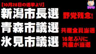 新潟市長選、青森市議選、氷見市議選の結果について。