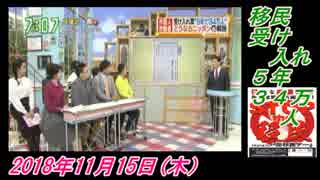 12-3辛坊治郎、移民、受け入れ５年３４万人。菜々子の独り言　2018年11月15日(木）