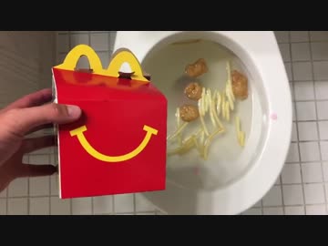 マクドナルドのハッピーセットをトイレに流してみた