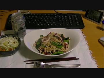 パンツマンの菜の花とタコのパスタ。