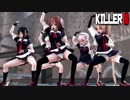 【MMD艦これ】白露型でKILLER B　ミニスカローアングルVer　歌詞つき