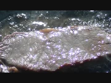 河原でステーキを揚げてみた！！