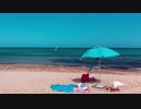 Blue Beach Umbrella On The Seashore　石部