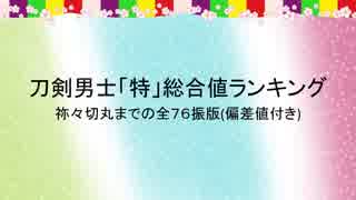 刀剣男士「特」総合値ランキング(祢々切丸までの全76振版)