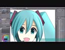 【ミクの日】友達の描いた初音ミク塗ってみた【描いてみた】