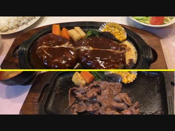 ジャンボハンバーグと牛肉の生姜焼き定食(東中野の洋一亭)