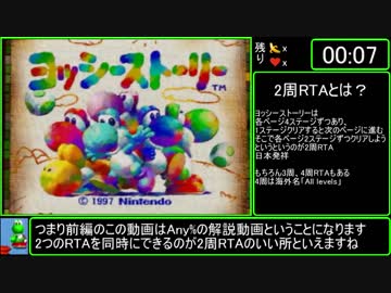 ヨッシーストーリー Any%RTA 14:23　2周RTA 30:58 1/2
