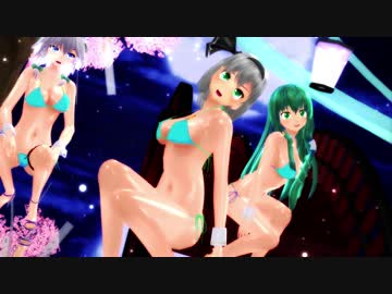 【東方MMD】水着9人で威風堂々_霊魔咲アリ文早妖鈴星_1080p_60fps