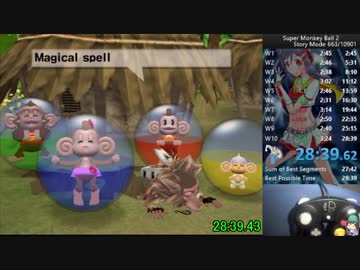 【元WR】スーパーモンキーボール２ストーリー 28:39【RTA】