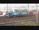 ブレーキをキーン!!で停車する貨物列車