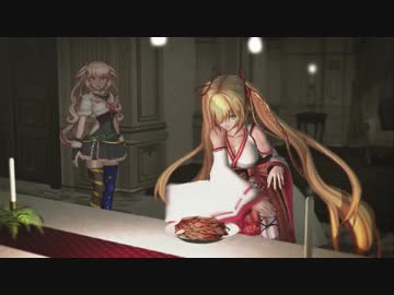グルメレースに合わせてパスタを叩くいろはちゃん