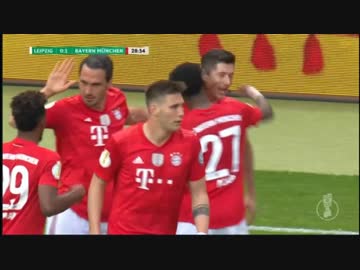 ドイツサッカー　ポカール決勝　レヴァンドフスキーらしいヘッド　2019-05-26