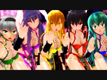 【東方MMD】くノ一衣装のにがもん式霊夢、にがもん式魔理沙、妖夢、優曇華、早苗で一騎当千_1080p60fps