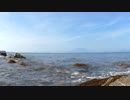 ある日の桜島（その１４４）＜とある海岸の波打ち際から波の音と桜島＞