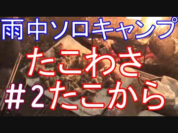 雨中ソロキャンプ　たこわさとたこから　＃2