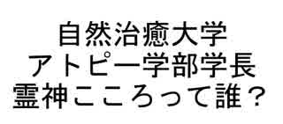 自然治癒大学アトピー学部学長 霊神こころって誰？