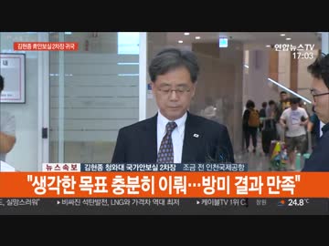 訪米から帰国したキム青瓦台国家安保室第2次長が空港で記者嘘発表