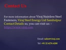 Neeraj Kochhar Viraj Group| Viraj Stainless Steel Fasteners