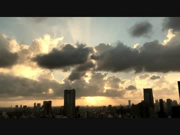 東京タワーから台風に沈む夕日をまったりみながら「大丈夫」