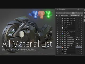 【プロジェクト内の全画像を一覧表示するアドオン】All Material List ver1.7【Blender】