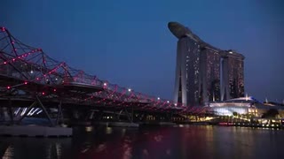 Helix Bridge and Marina Bay Sands Hotel Singapore　赤田正行