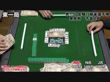 第１回金賭け麻雀選手権　東１局　(実況：モナカ　解説：OR)