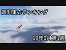 週刊東方ランキング　19年9月第1週