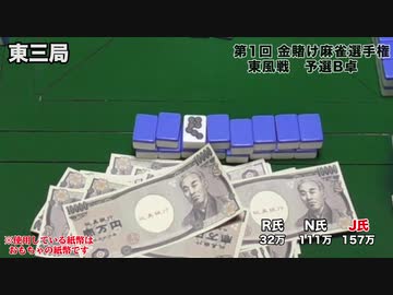 第１回金賭け麻雀選手権　東２,３局　(実況：モナカ　解説：ハム三郎)