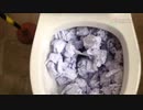 くしゃくしゃにした紙をトイレに流してみた