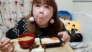 【ニートデブ】晩御飯に海鮮鮨＆十勝産大豆のぜんざいを食べる！□