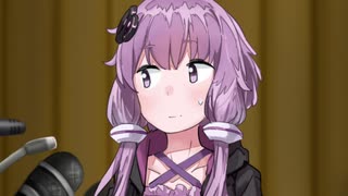 会見する結月ゆかり氏とそら先生